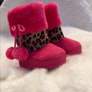 Hot pink and leopard print boots